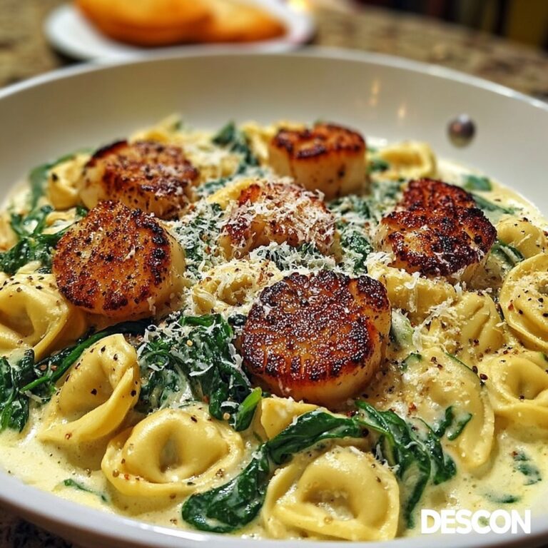 Creamy Chicken Spinach Tortellini with Garlic Parmesan Recipe