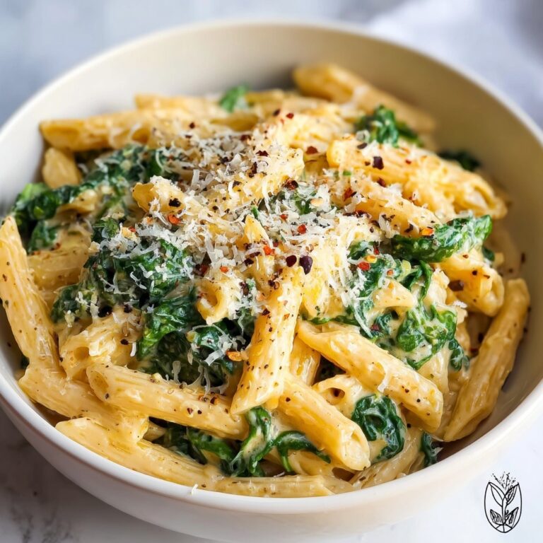 Pasta with Spinach Cream Sauce Recipe
