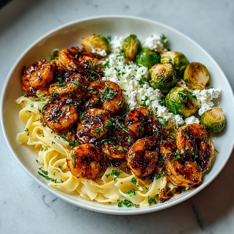 Indulgent Hot Honey Balsamic Chicken Alfredo with Feta & Crispy Brussels Chips Recipe
