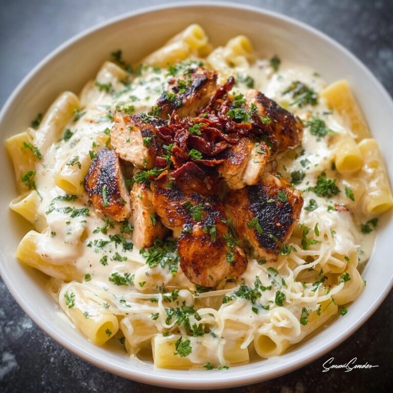 Garlic Butter Chicken Penne with Creamy Three-Cheese Sauce Recipe