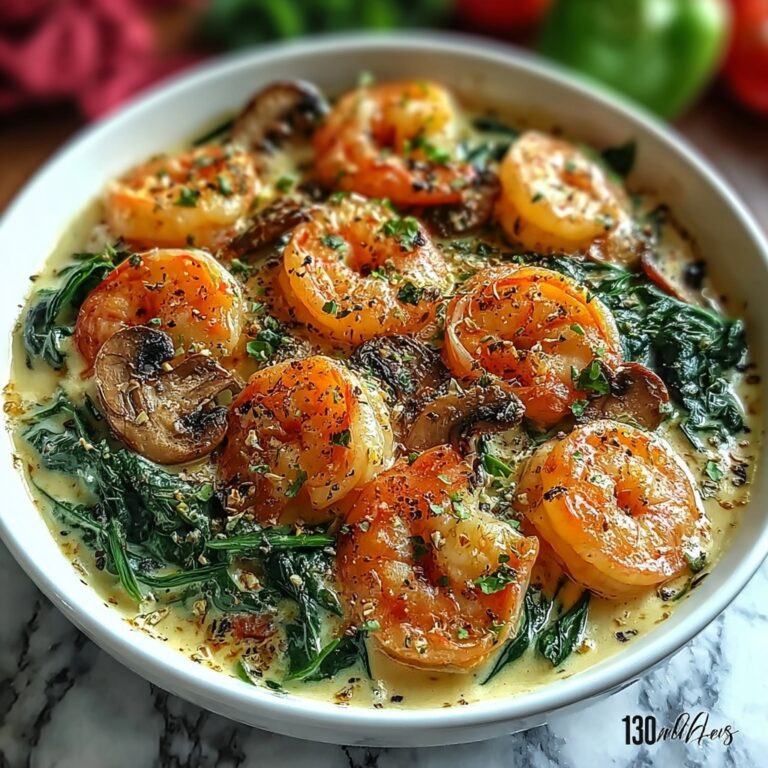 Indulgent Creamy Spinach Mushroom Shrimp Shells Recipe